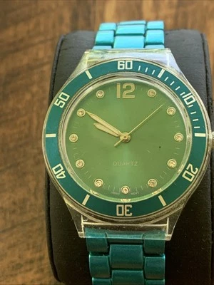 Reloj Damas Banda Azul Cara Redonda Batería Nueva Foto 1 de 4