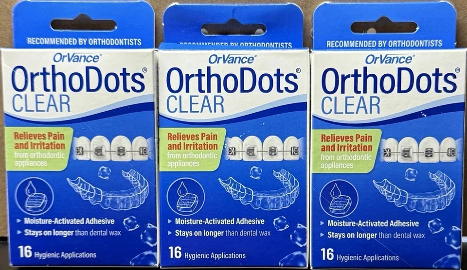 Orthodots Clear Stay on Longer That Dental Wax 12 Hygienic Applications Each 068