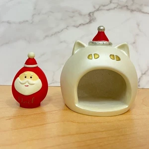 Santa Daruma Kamakura Cat Figurine Xmas Christmas Decoration Used - Picture 1 of 6