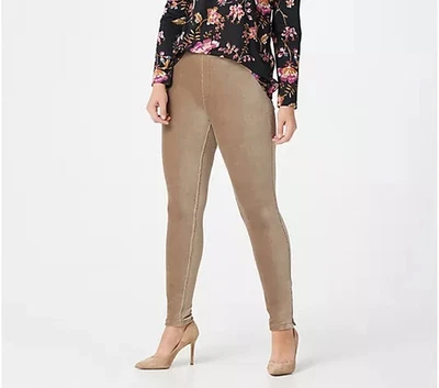 Susan Graver Knit Cordry Strght Leg Pull-On Pants-Mushroom-Petite Medium-A297162 - Image 1 of 2