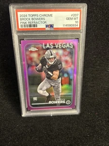 PSA 10 GEM 2024 TOPPS CHROME PINK REFRACTOR BROCK BOWERS RC - Picture 1 of 2