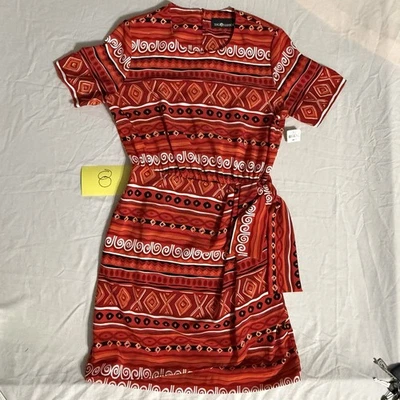 Vestido para mujer Sag Harbor rojo estampado geométrico nuevo con etiquetas Foto 1 de 4