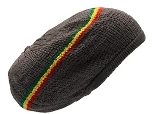 Gray Rasta Hat Dreads Dreadlocks Tam Beret Slouchy Cap Dreads Beanie Hair M/L  - Picture 1 of 2
