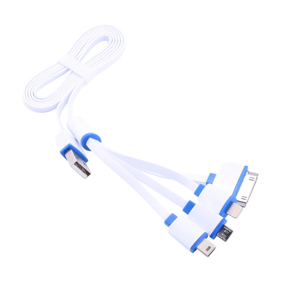 CABLE 4 EN 1 POUR SMARTPHONE APPLE MICRO USB ET USB 3.0 BLANC BLEU - Bild 1 von 1
