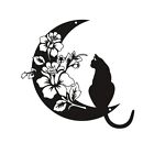 Art mural mtal noir chat avec silhouette lune dcoration artistique maison