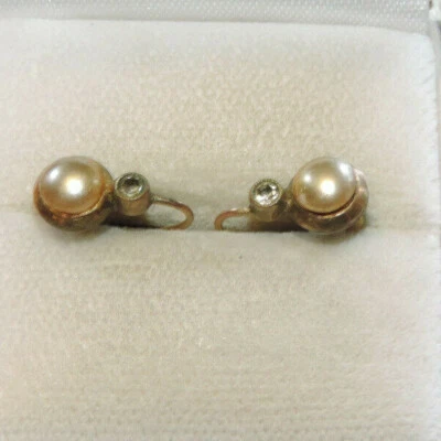 Vintage AVON Faux Pearl Rhinestone Dainty Lever back dangle earrings 3m 10.9 - Image 1 of 4