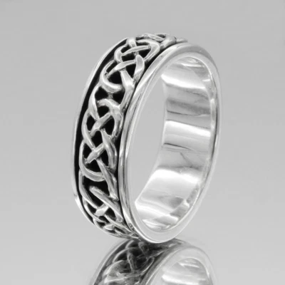 Celtic Spinner Ring Anxiety Worry Band Sterling Silver Irish Jewelry Sizes 4-15 - Image 1 of 4