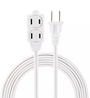 GE 12 foot Extension Cord, 3 Outlets, White JAS51954, NEW - Image 1 of 4