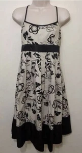 Review Retro Beige Black Floral Halter Dress, Size 10 Made In Australia 3517z - Picture 1 of 7