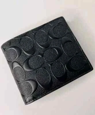 Coach 75371 Men's 3 In 1 Compact ID Wallet in Signature Leather Black - Image 1 of 2