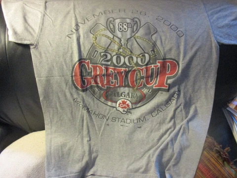 Original 2000 CALGARY STAMPEDERS Grey Cup Grey T Shirt Medium CFL Puma Cover