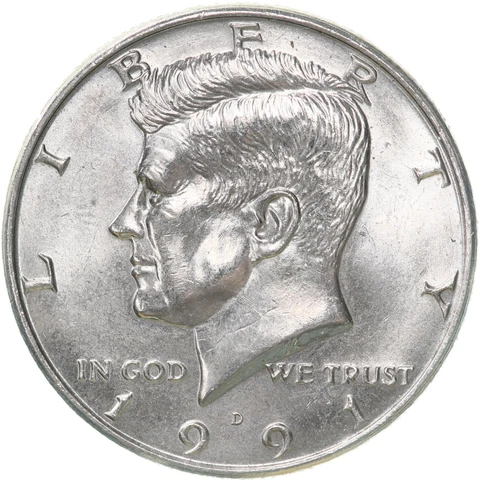 1991 D Kennedy Half Dollar About Uncirculated AU Cover