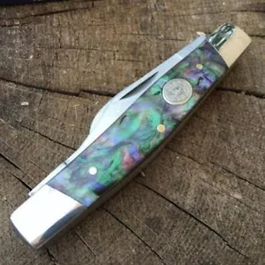 NEU Taschenmesser klassisch Stockman Abalone 4" lila Perle 3 klappbare Klingenjäger - Bild 1 von 2