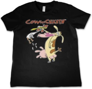 Cow And Chicken Kids T-Shirt Black - Picture 1 of 4