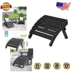 Classic Black Adirondack Folding Ottoman - Durable and Stylish Outdoor Solution - Picture 1 of 9