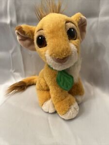 Disney The Lion King Simba Purring Baby Plush Toy Vintage 1993 Green Leaf Collar