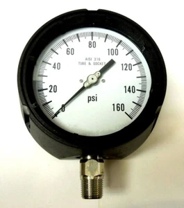 Process Pressure Gauge 4-1/2" Face 0-160 PSI 1/2" NPT Lower Phenolic Case 97995 - Picture 1 of 1