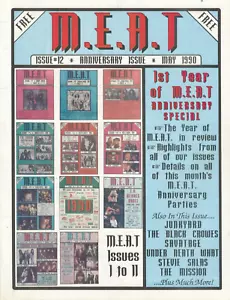 M.E.A.T. Revista mayo 1990 Black Crowes Stevie Salas Savatage Junkyard Mission - Imagen 1 de 16