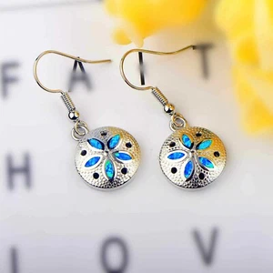 Plumeria Flower Earrings Blue Opal Plumeria Earrings For Women S925 Opal Earring - Picture 1 of 11