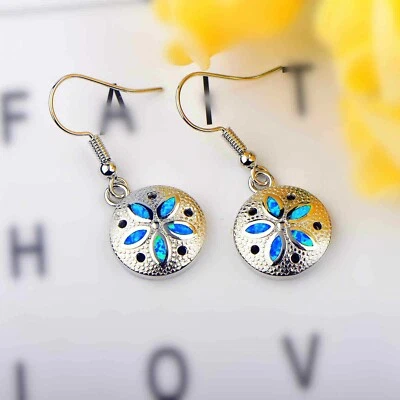 Plumeria Flower Earrings Blue Opal Plumeria Earrings For Women S925 Opal Earring - Image 1 of 4
