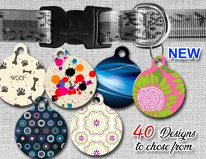 Custom Designer Pet ID Tags for Dog & Cat, Personalized Stylish Round Shape Tag - Picture 1 of 42