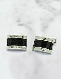 Tateossian Black Carbon Fibre Rhodium Manschettenknöpfe RegEUR290 - Bild 1 von 1