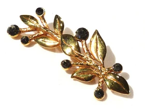 Bijou alliage doré broche feuillage cristal bleu brooch - Imagen 1 de 3