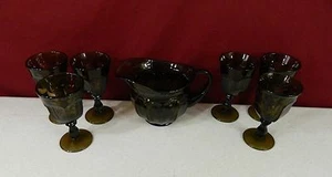 Imperial Glas Ohio Old Williamsburg braun Krug & 6 Gläser - Bild 1 von 4