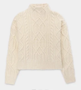 NWT UGG Women’s Janae Cable Knit Sweater Mock neck Wool Blend Long Sleeve $150 M - Picture 1 of 4