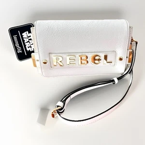 Borsa a tracolla nuova con etichette LOUNGEFLY Star Wars Rebel oro lettera tracolla borsetta ecopelle leggi - Foto 1 di 12