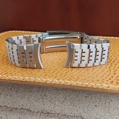 19mm Bulova Solid-Link Stainless Steel nos 1970s Long Vintage Watch Band - Image 1 of 4