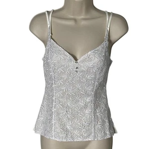 Lise Charmel White Lace Stretch Camisole Rhinestone Size 10 US  - Picture 1 of 7