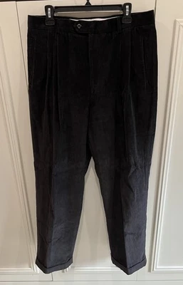 Pantalones de pana negros para hombre Braggi by Louis Raphael talla 36 plisados con puños años 90 Foto 1 de 4