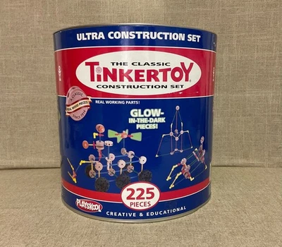 Playskool Tinkertoy Classic Ultra Construction 225 piezas con brillo en la oscuridad, madera, en muy buena condición Foto 1 de 4