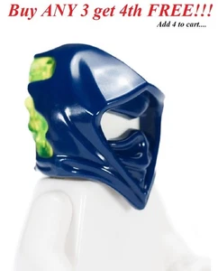 ☀️NEW LEGO Minifigure Minifig Headgear Mask Ninja Dark Blue Trans-Neon Green - Picture 1 of 4
