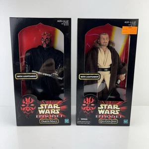 Lot of 2 STAR WARS Episode 1 Darth Maul and Qui-GON Jinn VTG 12" Figures NEW - Picture 1 of 6