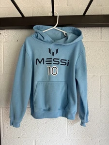NWOT Messi Collection Hoodie Sweatshirt Youth Boys SIZE 7 Sky Blue Fleece - Picture 1 of 10