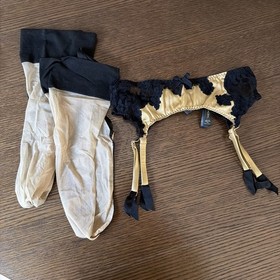 Agent Provocateur Gold Black Suspenders And Tights Size 2