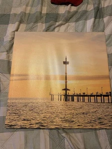 Sunset Ocean Modern Landscape Canvas Print Wall Art Framed - Picture 1 of 3