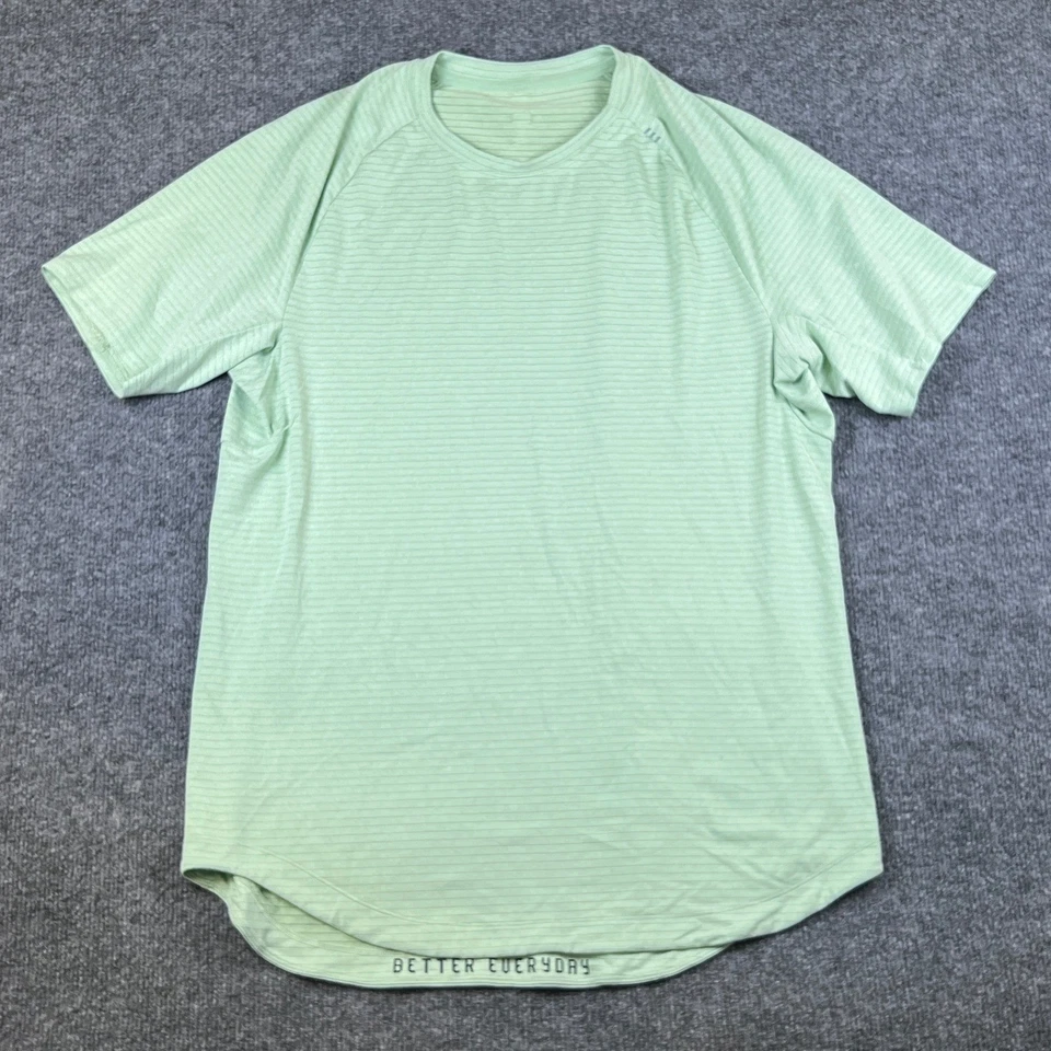 Camisa Lululemon Metal Vent Tech Para Hombres L Verde Claro Rayas Gimnasio Elastizado Entrenamiento Foto 1 de 4