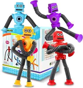 Autism Sensory Toys for Toddler Kid 4PCS, Suction Cup Robot Toy Pop Tubes Fidget - Picture 1 of 7