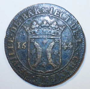 DUCHÉ DE LORRAINE, CHARLES IV, VILLE DE BAR 1644, Assez rare !! - Picture 1 of 2