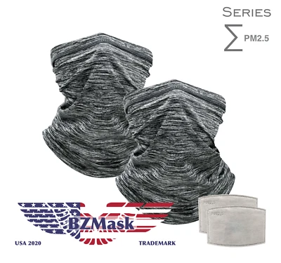 2Pk BZMask Sigma Gaiter Style Face Mask & 7 PM2.5 Filters / 4 Color & Fast Ship - Image 1 of 4