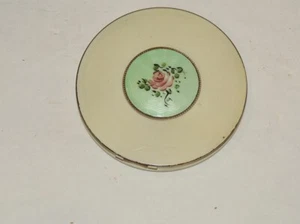 c. 1940's Off White Enameled Guilloche Powder Compact w Flowers - Picture 1 of 4