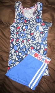 Faded glory Size 4/5 Girls 2 piece Peace Signs Sleeveless Shorts & Top NWT - Picture 1 of 3
