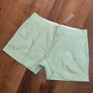 NEW J.Crew Shorts Womens 0 Seersucker Striped Green J Crew NWT - Picture 1 of 8
