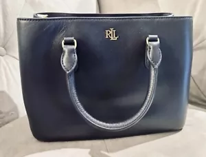 Ralph Lauren Marcy Smooth Very Dark Blue Women, Navy,Small Satchel Bag Handbag - Picture 1 of 23