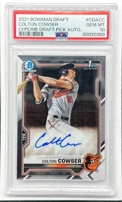 2021 Bowman Chrome Draft Colton Cowser 1st Prospect Auto #CDA-CC PSA 10 Orioles