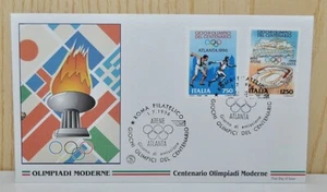 Italia Busta primo giorno Centenario Olimpiadi Moderne 750 1250 lire 1996 - Foto 1 di 2