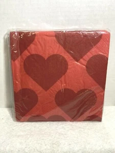  2 Individual Napkins Hearts Red on Red Valentines Paper 6.5” Crafting Decoupage - Picture 1 of 11